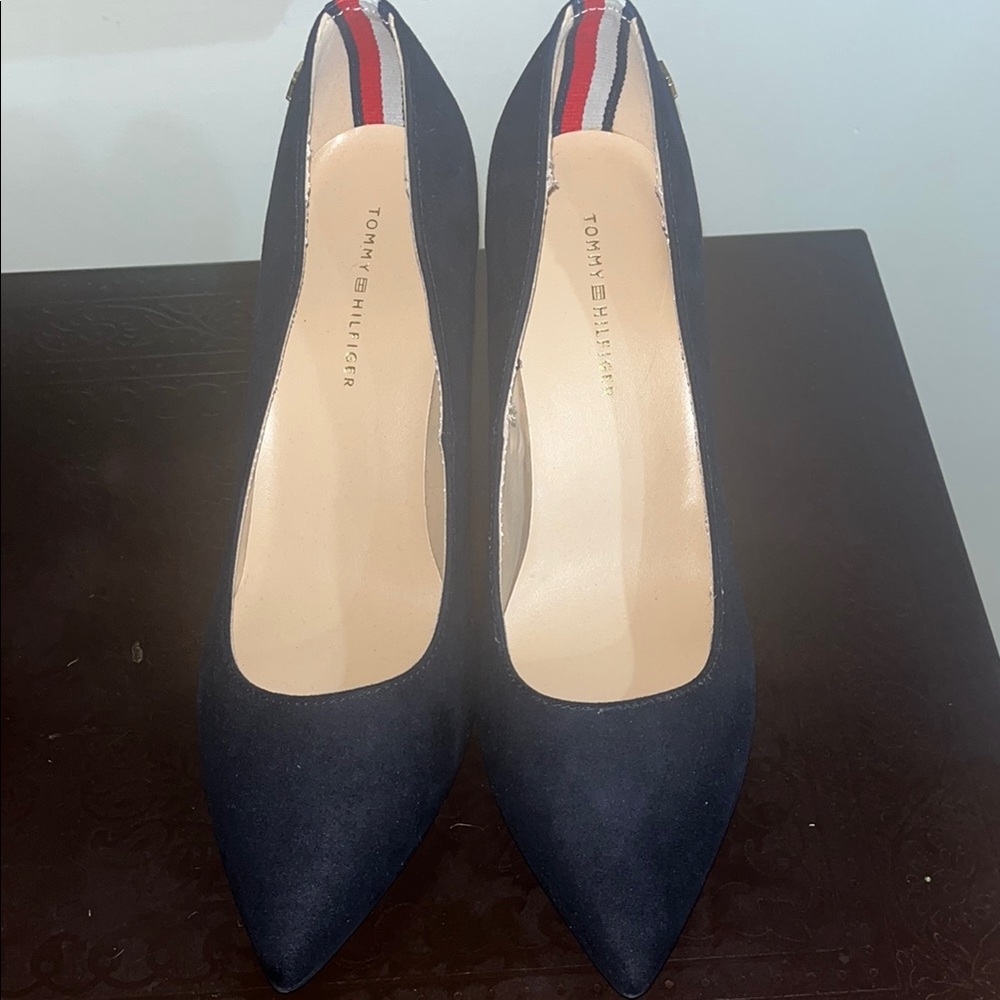 Tommy Hilfiger Blue Heels with Striped Accent